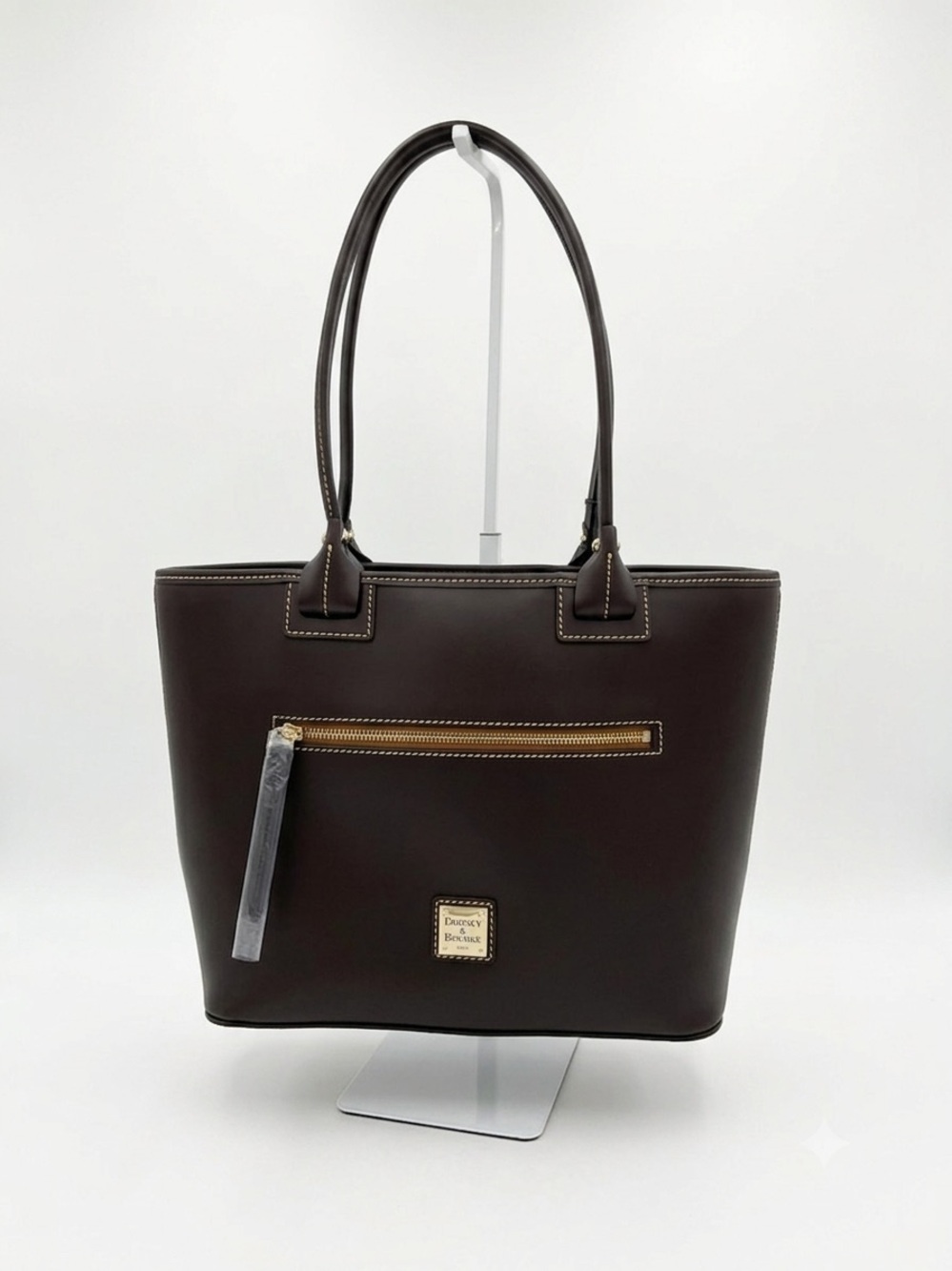 NWT Dooney & Bourke Beacon Leather Zip Tote in Brown Tmoro